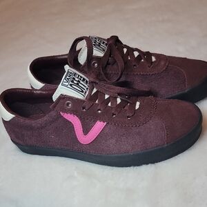 Vans Women's Maroon and Pink Suede Sneakers. Size 9.5 (Men's 8)